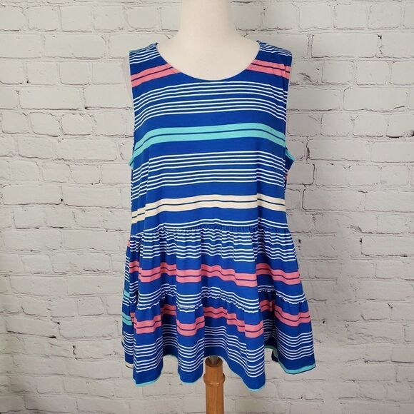 LULAROE Eliana Tiered Striped Tank Top L NWT New Release - Picture 3 of 8
